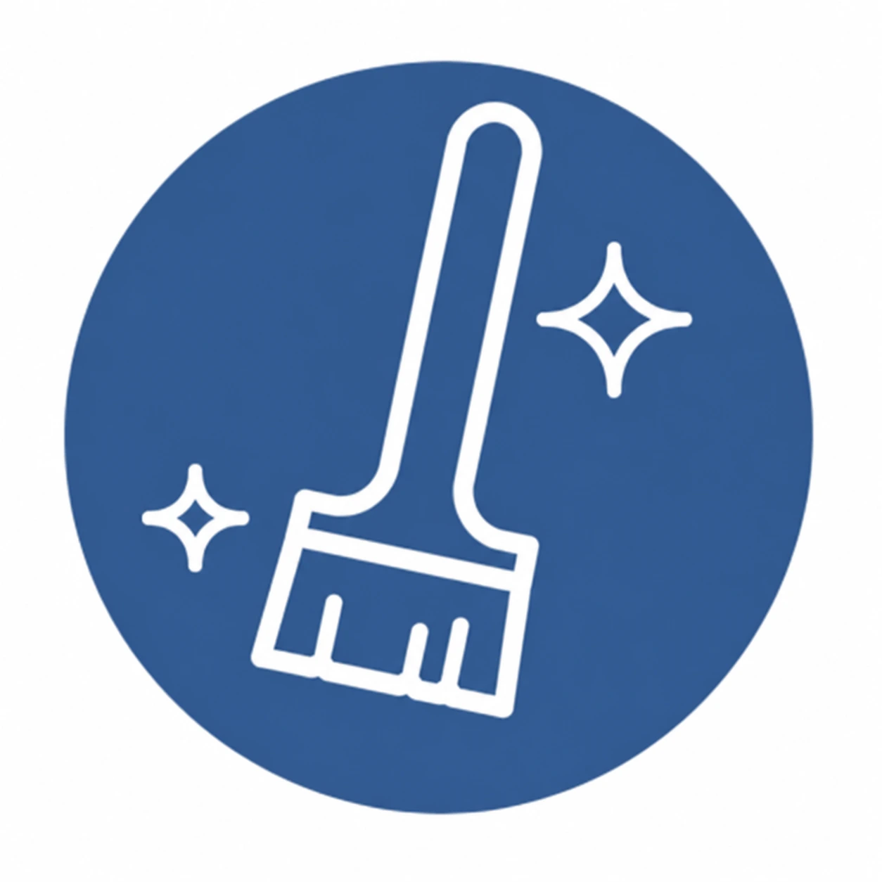 Blau weißes Icon von einem Besen
