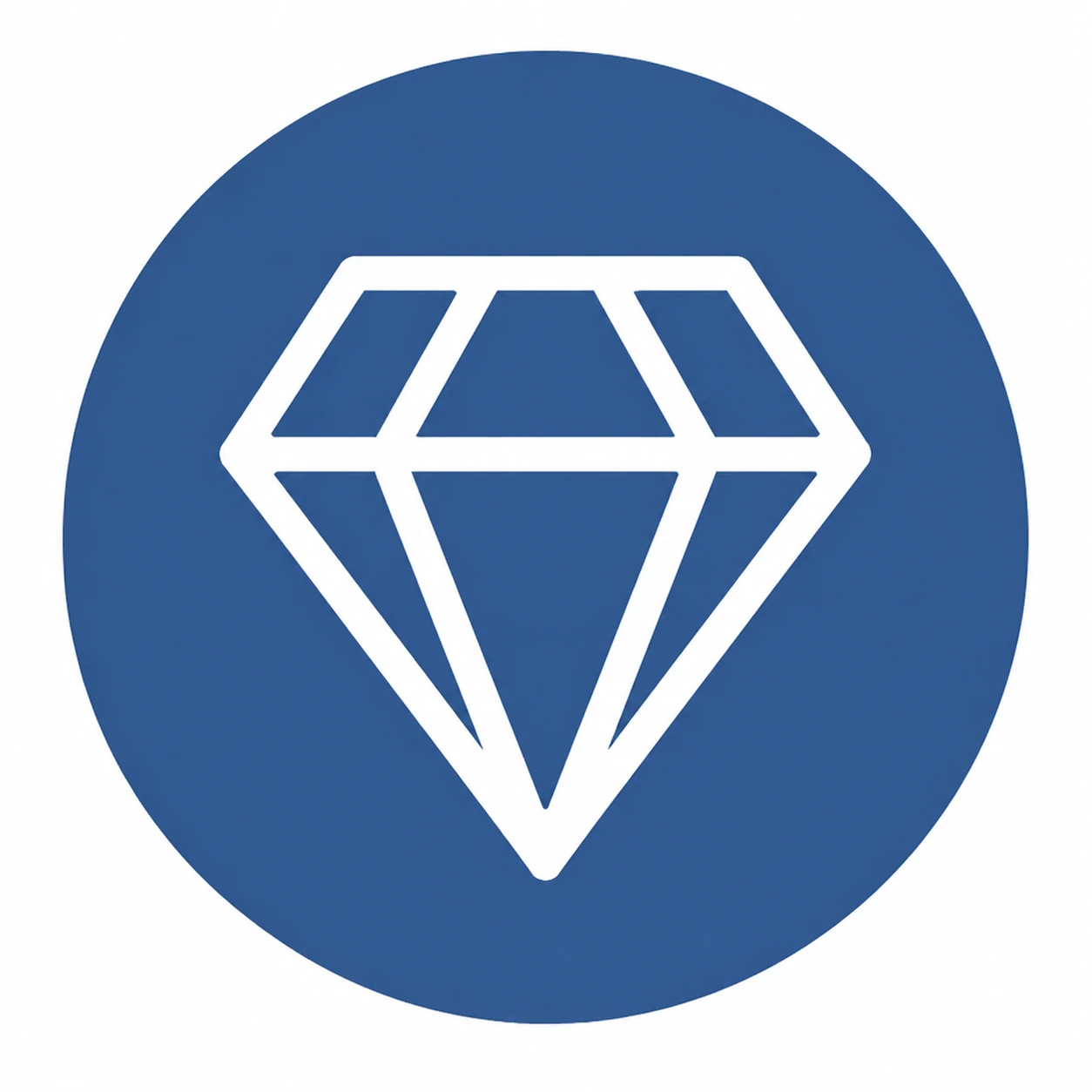 Blau weißes Icon von einem Diamant