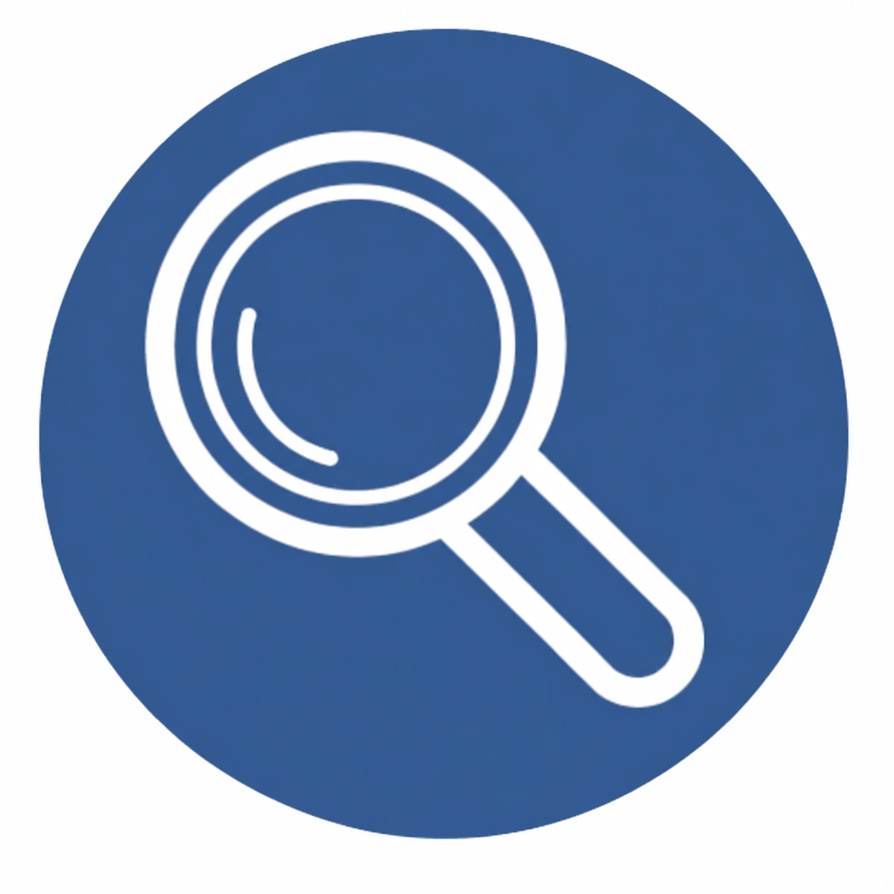 Blau weißes Icon von einer Lupe