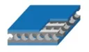 Das Diagramm zeigt ein blaues Blatt mit hervorgehobenen mittleren Schichten und sichtbaren Rillen.