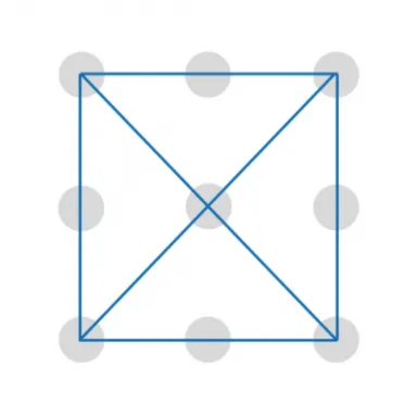 Ein helles Quadrat mit gleichmäßig verteilten diagonalen Linien auf einem einfarbig weißen Hintergrund.