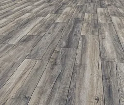 Grauer Laminatboden mit Holzmaserung auf glatter Oberfläche für den Innenbereich.