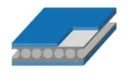 Mehrschichtige Tafelillustration mit Besonderheiten und einem blau gefärbten Mittellagenkern.