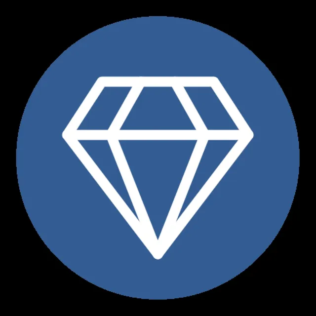 Umrandetes weißes Rautensymbol auf blauem kreisförmigem Hintergrund, das die Wahl des Bodenbelags symbolisiert.
