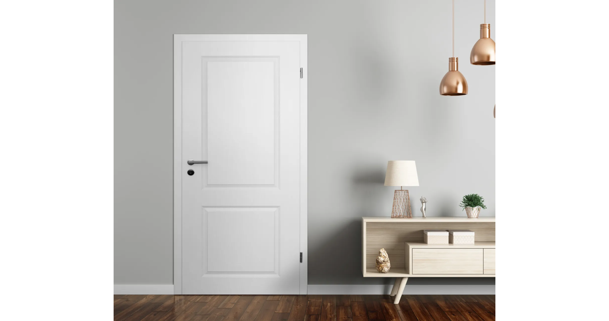 HORI Zimmertür Komplettset Estella 2 Weißlack RAL9010 Röhrenspan Rundkante