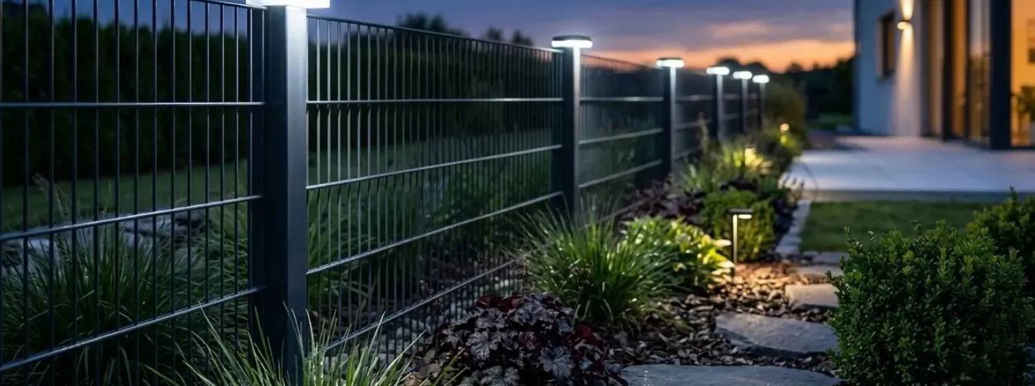 Zaunbeleuchtung auf Doppelstabmattenzaun