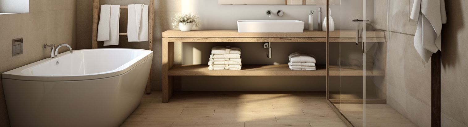 Heller Vinylboden im Badezimmer