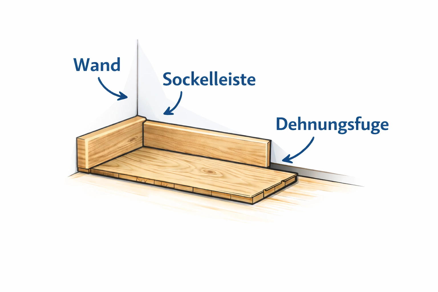 Die Skizze stellt eine Dehnungsfuge bei Vinyl dar