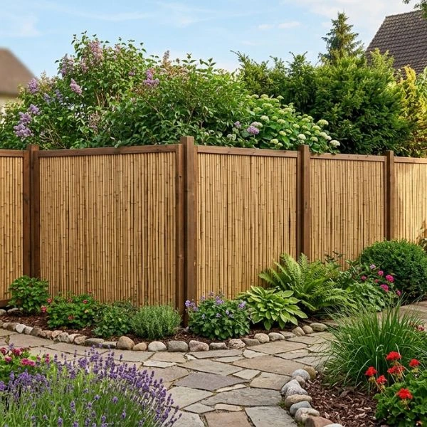 Sichtschutzzaun aus Bambus im Garten