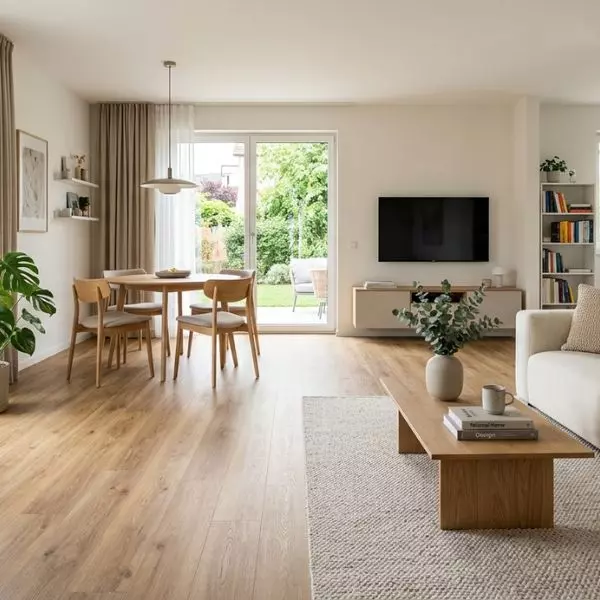 Heller Klebe Vinylboden in einem modernen Wohnzimmer