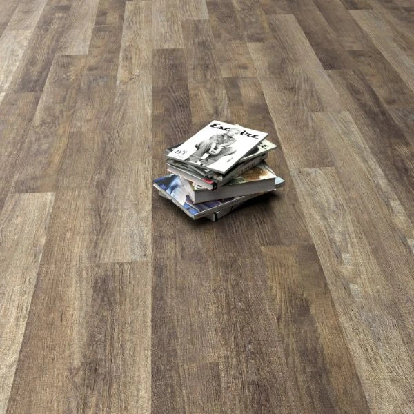 Ein paar Büchen liegen gestapelt auf einem Vinylboden