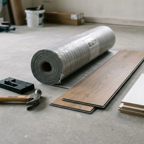 Zubehör für Böden auf dem Boden verteilt