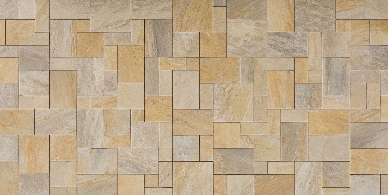 Terrassenplatten im Wildverband verlegt