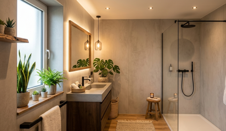 Badezimmer mit Wandpaneelen