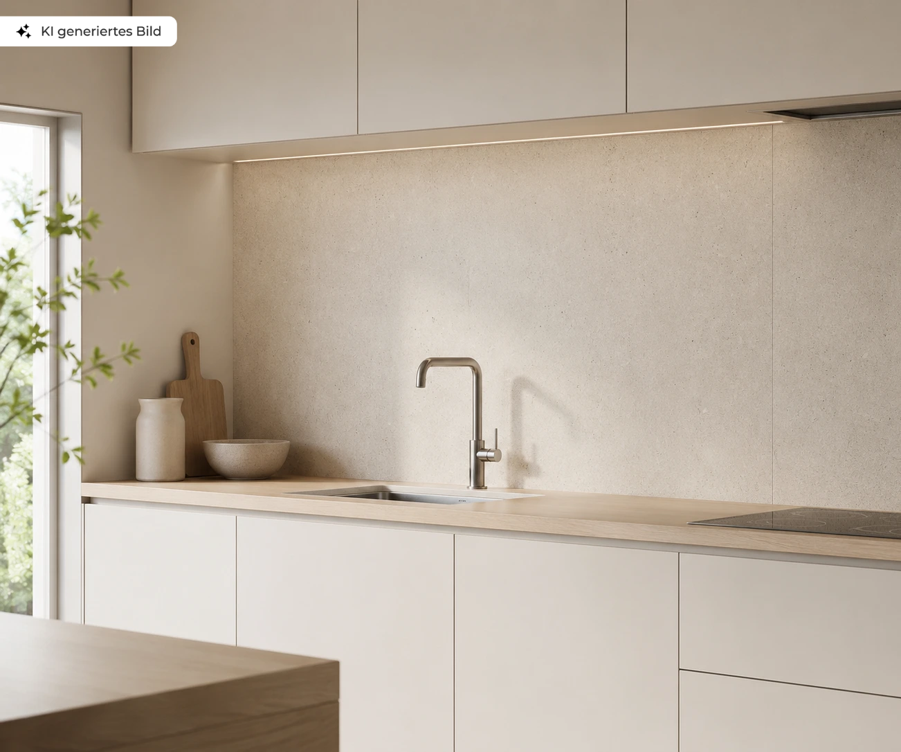 Gerflor Mural Revela Wandverkleidung Corabia 7035 als Küchenrückwand.